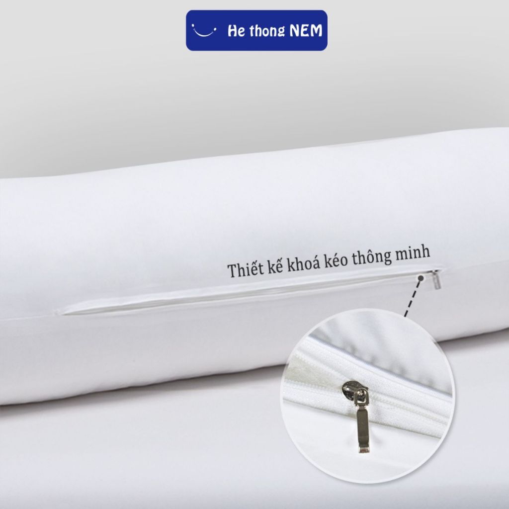 Ảnh Gối Ôm Lông Vũ He thong NEM Cao Cấp Ruột Lõi Gối Lông Vũ Ôm Ngủ Dài 1m 35x100cm Lông Vũ Nhân Tạo Ôm Mềm Mịn 2