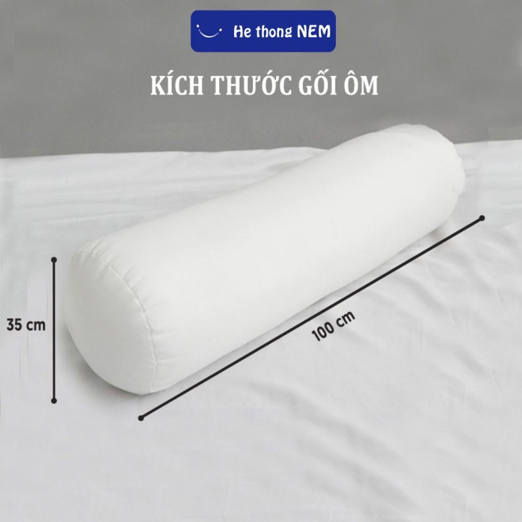 Ảnh Gối Ôm Lông Vũ He thong NEM Cao Cấp Ruột Lõi Gối Lông Vũ Ôm Ngủ Dài 1m 35x100cm Lông Vũ Nhân Tạo Ôm Mềm Mịn 1