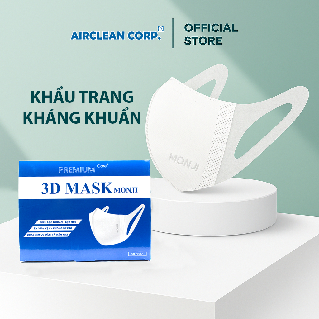 50 Chiếc Khẩu Trang 3D Monji Cao cấp, 3 Lớp Kháng Khuẩn Lọc Bụi Mịn ...