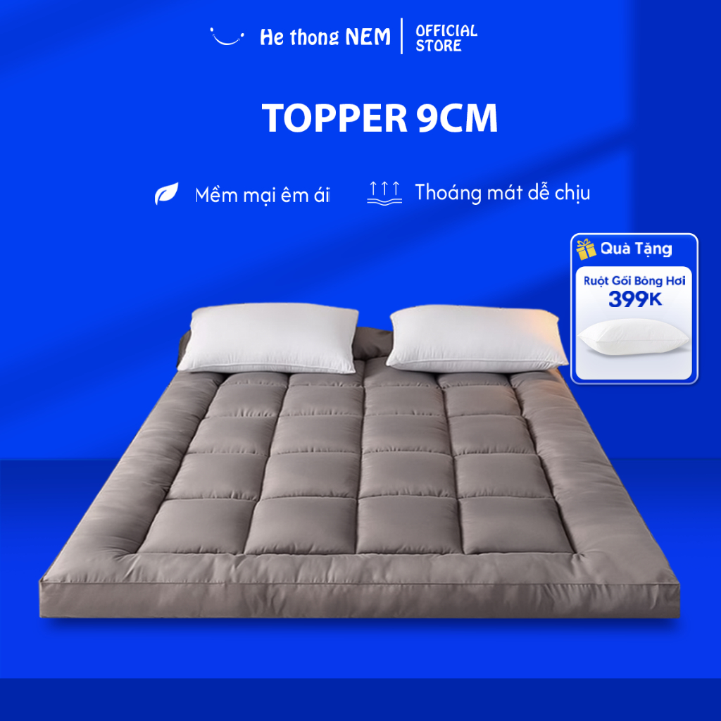 Ảnh Nệm Topper Dày 9cm He thong NEM Cao Cấp Chính Hãng Tấm Nệm Đệm Topper Toper Làm Mềm Đệm Nệm Trải Giường Xuất Nhật 1