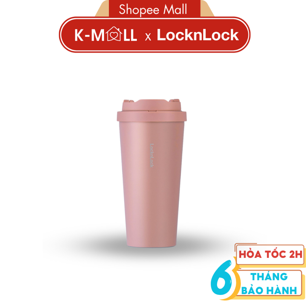Ly giữ nhiệt LocknLock 550ml Energetic One-Touch LHC3249 Màu Hồng mở nắp một chạm inox 316L - K-MALL