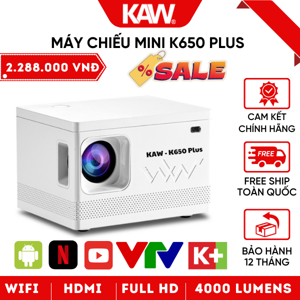 Máy Chiếu Mini Siêu Nét KAW K560 Siêu Rẻ, Full HD, Kết Nối Máy Tính, Điện Thoại