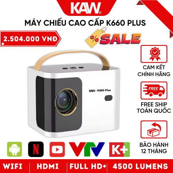Máy Chiếu Mini Siêu Nét KAW K560 Siêu Rẻ, Full HD, Kết Nối Máy Tính, Điện Thoại