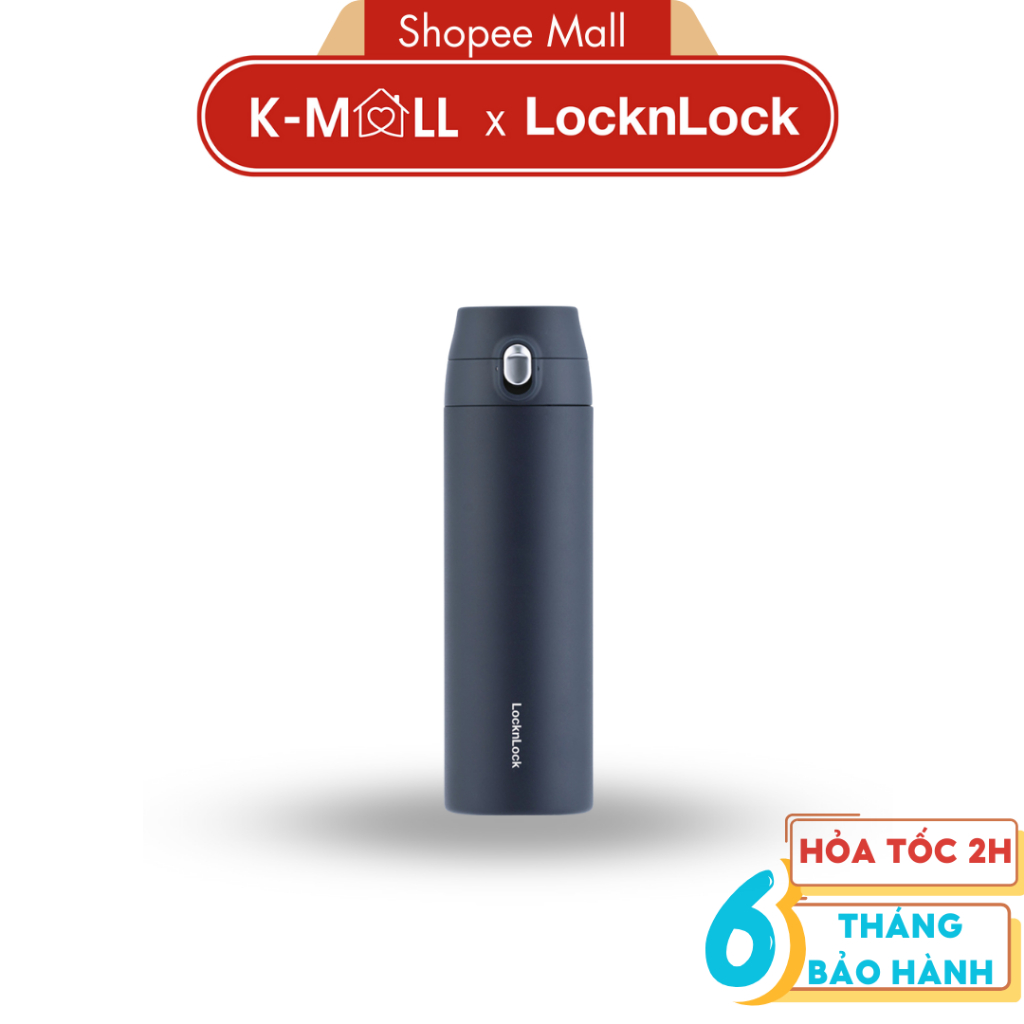 Bình giữ nhiệt LocknLock 500ml Featherlight One Touch LHC3257 Màu Xanh Navy mở nắp một chạm - K-MALL