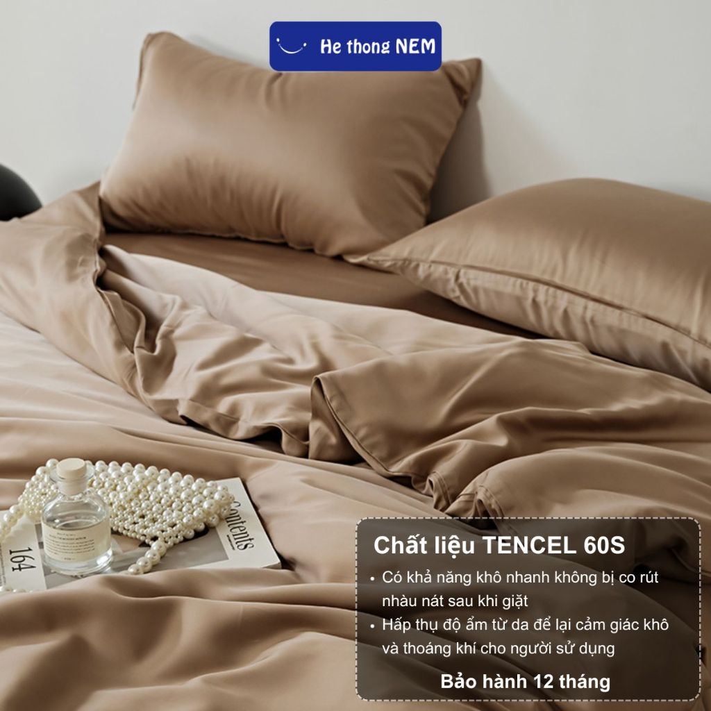 Ảnh Bộ Ga Giường 5 Món Cao Cấp He thong NEM Set Vỏ Chăn Ga Ra Drap Tencel Trải Giường Gối Nệm Đệm 5 Món Lụa Cao Cấp 4