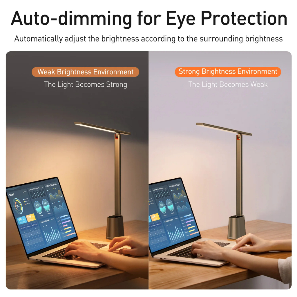 Đèn Bàn Thông Minh Baseus Smart Eye Series Gập Sạc Cảm Biến Ánh Sáng Tự Động Đọc Sách
