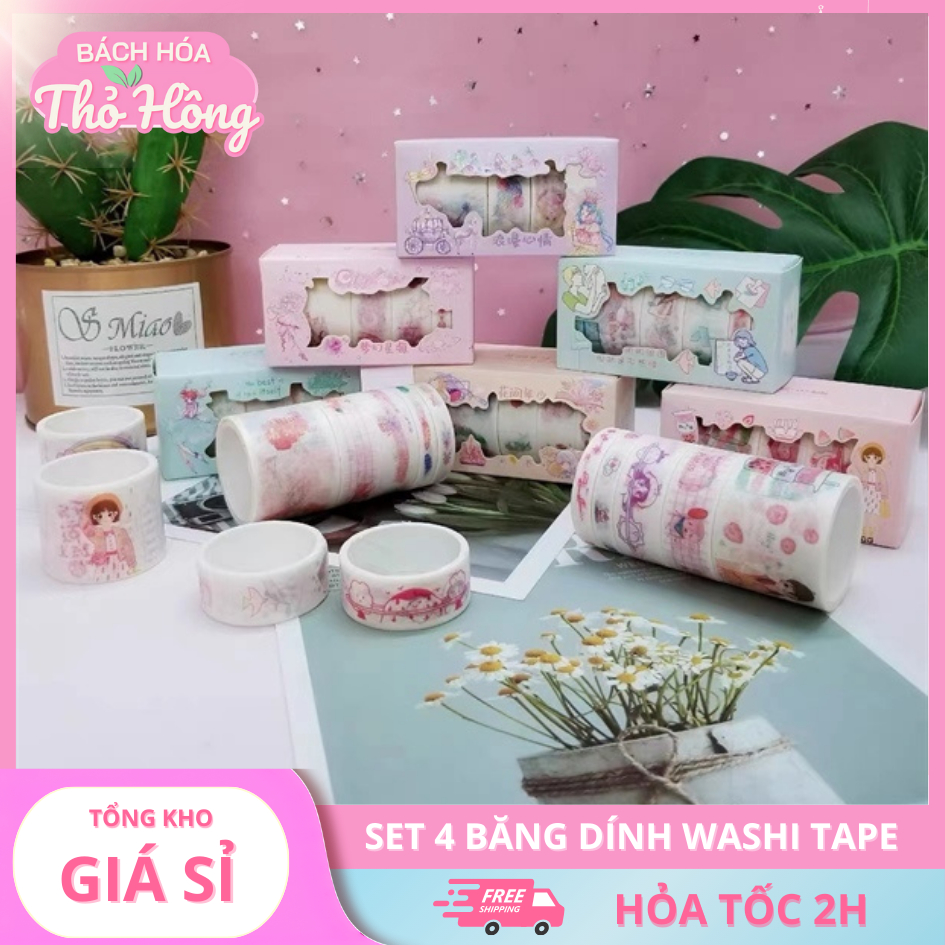 3 Set 4 Băng Dính Washi Dễ Thương