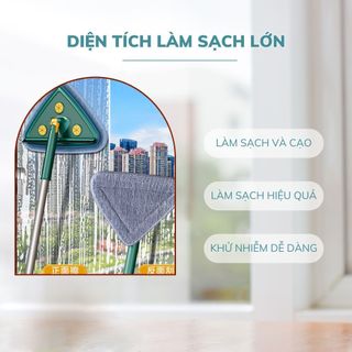 Chổi Lau Nhà Tam Giác Xoay 360 Độ Bách Hội, Tự Vắt Thông Minh, Lau Sàn Nhà, Trần Nhà, Cửa Kinh