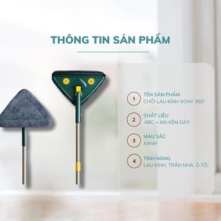 Chổi Lau Nhà Tam Giác Xoay 360 Độ Bách Hội, Tự Vắt Thông Minh, Lau Sàn Nhà, Trần Nhà, Cửa Kinh