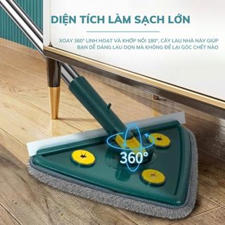 Chổi Lau Nhà Tam Giác Xoay 360 Độ Bách Hội, Tự Vắt Thông Minh, Lau Sàn Nhà, Trần Nhà, Cửa Kinh