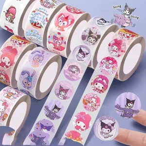 Cuộn 500 miếng sticker hoạt hình mini đường kính 2.5cm
