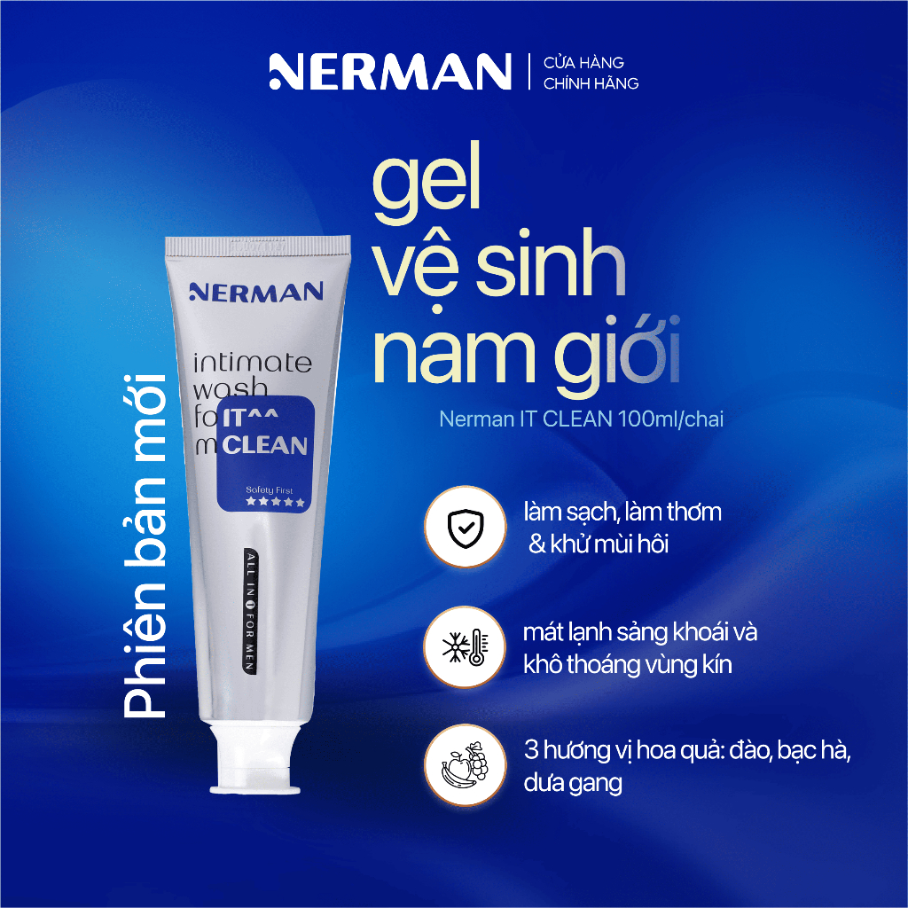 Ảnh Gel vệ sinh nam giới Nerman IT CLEAN hương vị hoa quả 100ml/chai 2