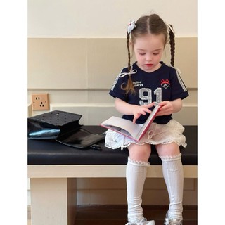 [B&G] Sét váy áo cotton xanh đen kèm chân váy thêu đính nơ cho bé gái từ 1-10 tuổi(10-40kg)