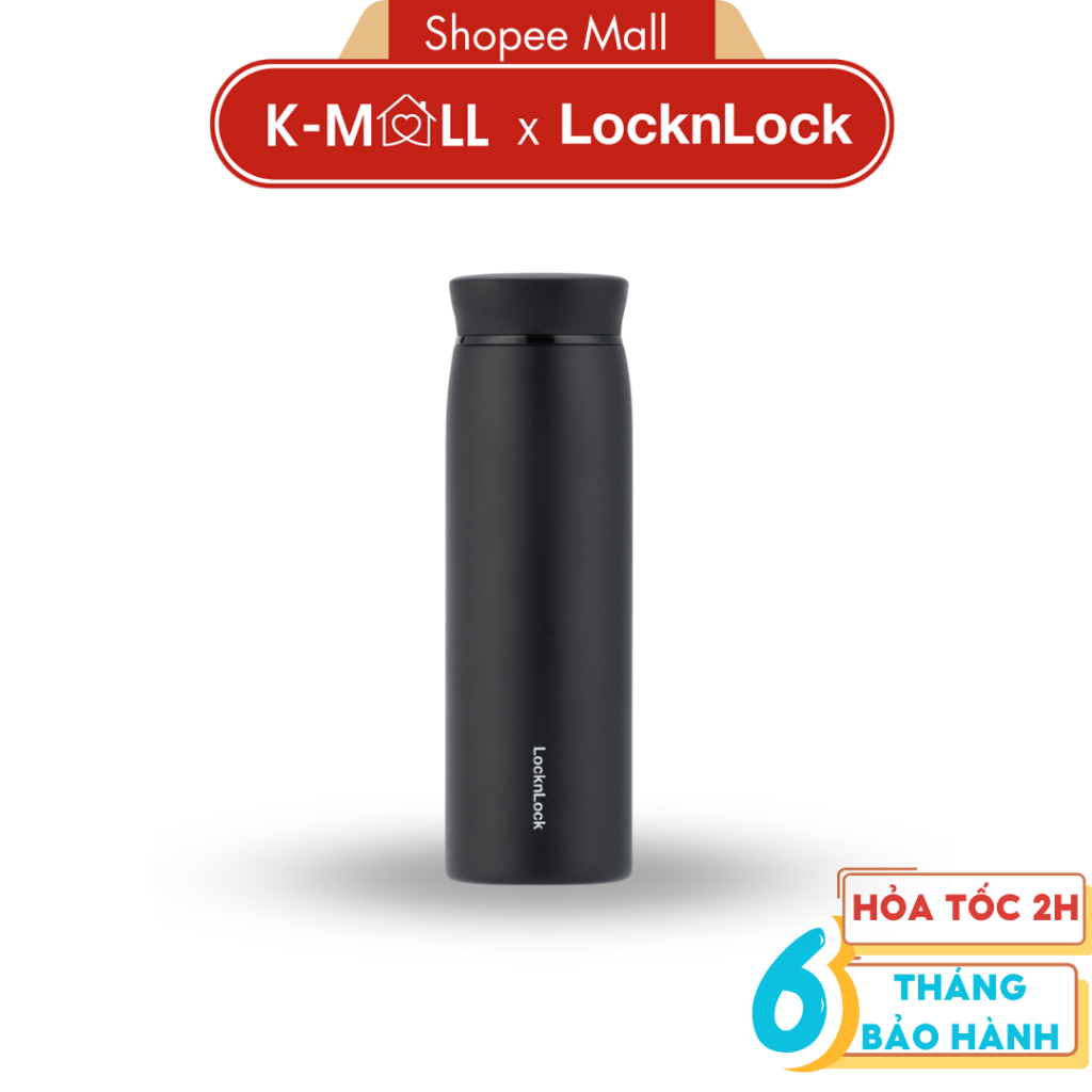 Bình giữ nhiệt LocknLock Feather Light Ring 460ml LHC4244 Màu Đen , có khay lưới lọc trà - K-MALL