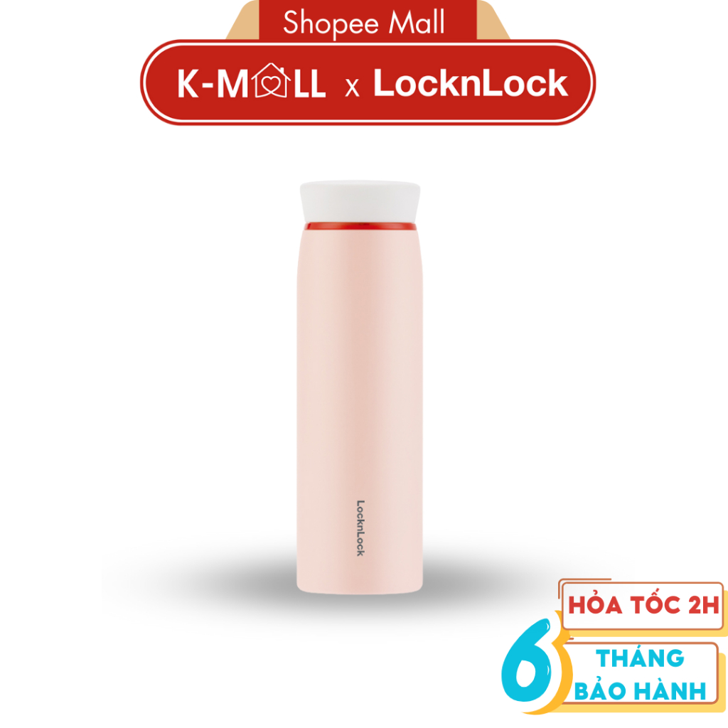 Bình giữ nhiệt LocknLock Feather Light Ring 460ml LHC4244 Màu Hồng , có khay lưới lọc trà - K-MALL