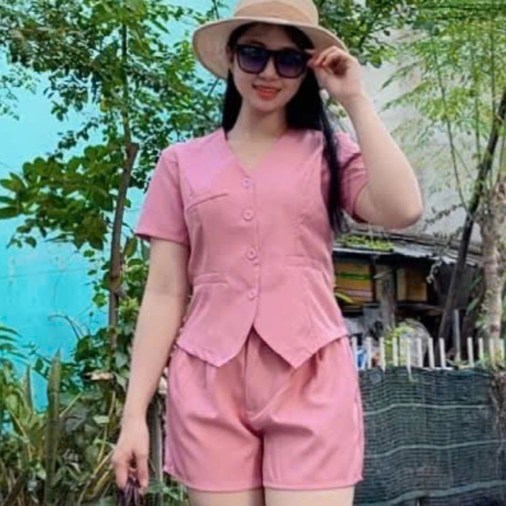 Sét đồ bộ nữ mùa hè sét đồ bộ đùi bigsize  mặc nhà giá rẻ ESHOP bộ quần đùi áo ngắn tay đẹp dễ thương A349