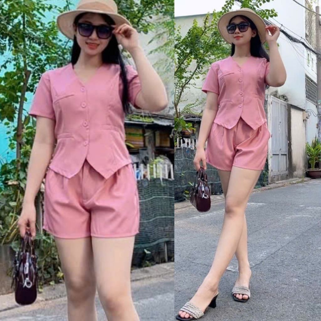 Sét đồ bộ nữ mùa hè sét đồ bộ đùi bigsize  mặc nhà giá rẻ ESHOP bộ quần đùi áo ngắn tay đẹp dễ thương A349