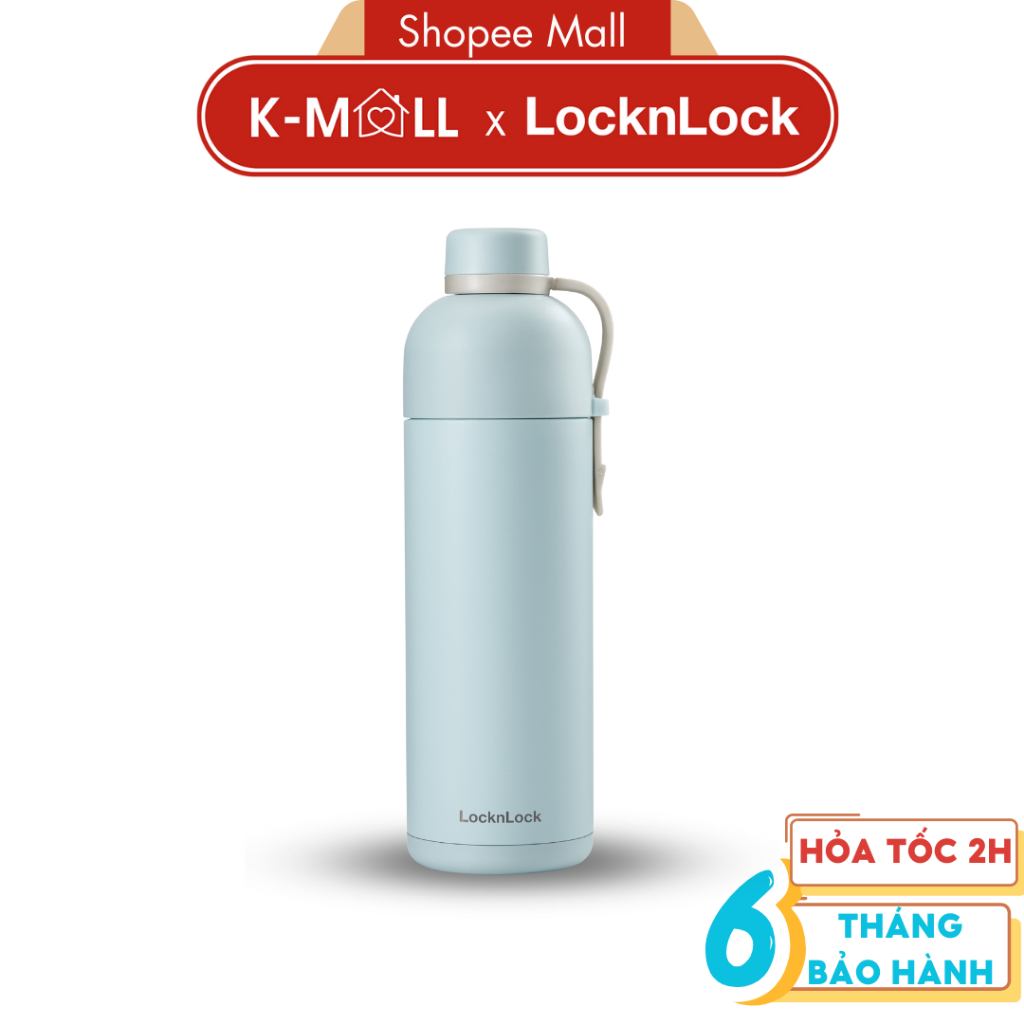 Bình giữ nhiệt LocknLock Belt Bottle LHC4267 490ml Xanh Mint , quai xách, thép không rỉ 304 - K-MALL