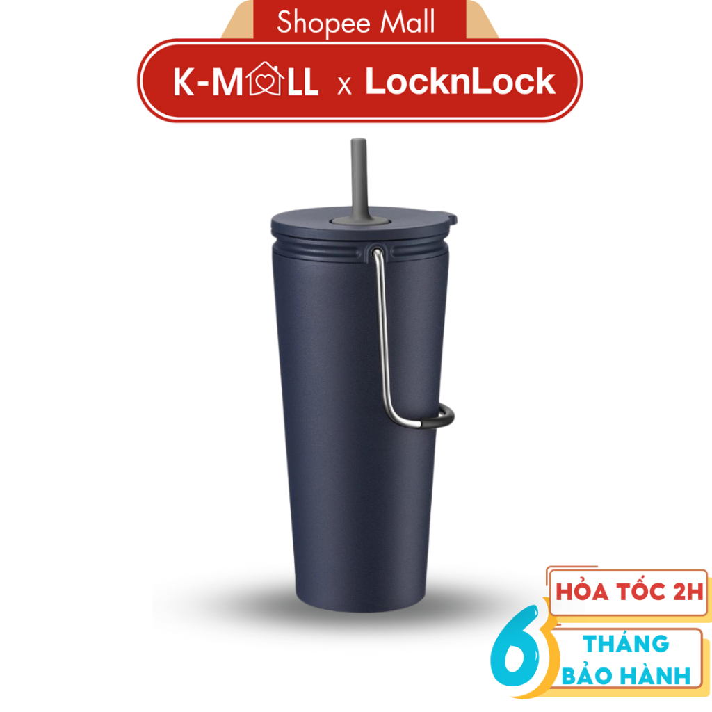 Ly giữ nhiệt LocknLock Bucket Tumbler 540ml Ống Hút LHC4268 Thép không gỉ 304, có quai xách - K-MALL
