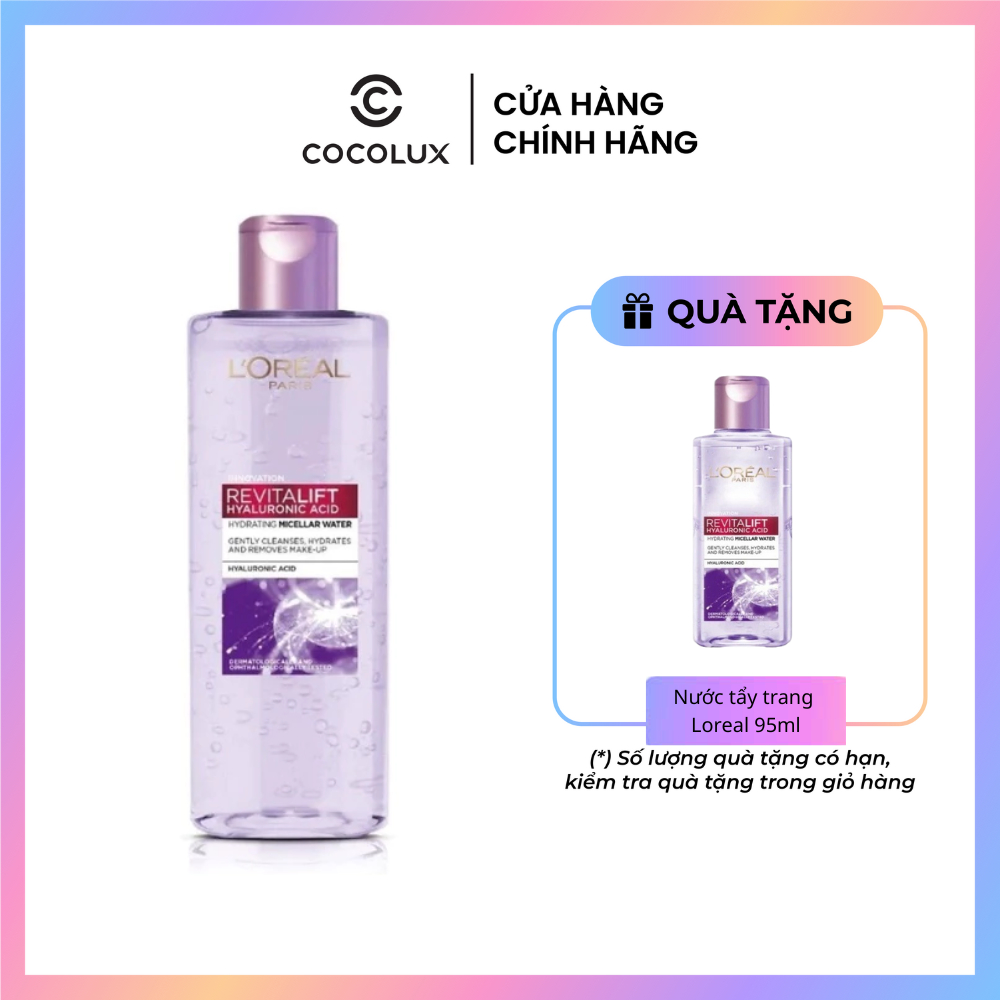 Nước Tẩy Trang Làm Sạch Cấp Ẩm Căng Mịn Da L'Oreal loreal Paris Revitalift Hyaluronic Acid 400ml