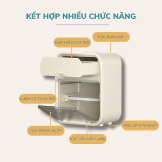 Hộp Đựng Giấy Vệ Sinh Treo Tường 2 trong 1, Hộp đựng giấy treo tường chất liệu PP có ngăn kéo đựng