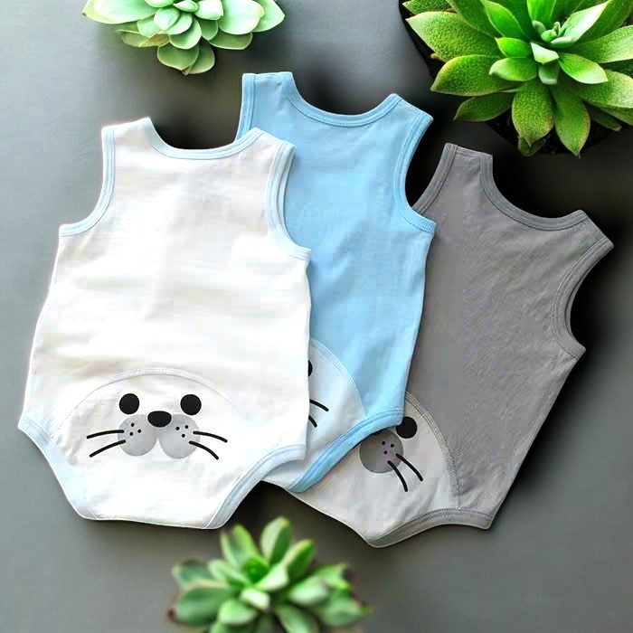 Bodychip ba lỗ liền quần bé trai bé gái hoạ tiết đáng yêu cotton lạnh mềm mát sơ sinh tới 13kg