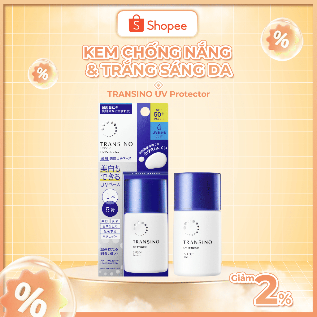 Ảnh Kem Chống Nắng Vật Lý Phổ Rộng, Hỗ Trợ Trắng Sáng Da UV TRANSINO - TRANSINO UV PROTECTOR 2