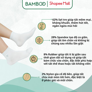 (Combo 6 đôi) Tất nam cao cấp sợi tre BAMBOO mềm mại, kháng khuẩn