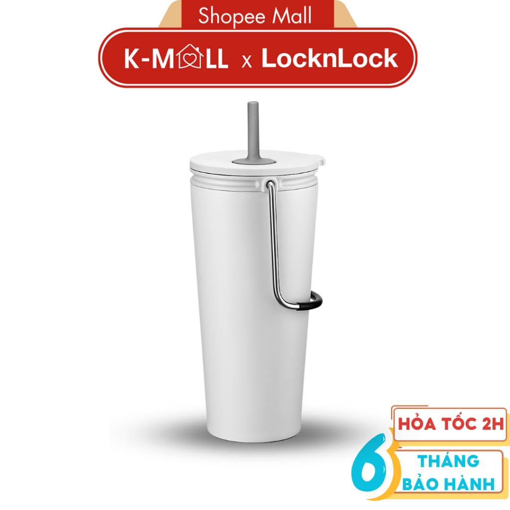 Ly giữ nhiệt LocknLock Bucket Tumbler 540ml Ống Hút LHC4268 , Thép không gỉ 304 , quai xách - K-MALL