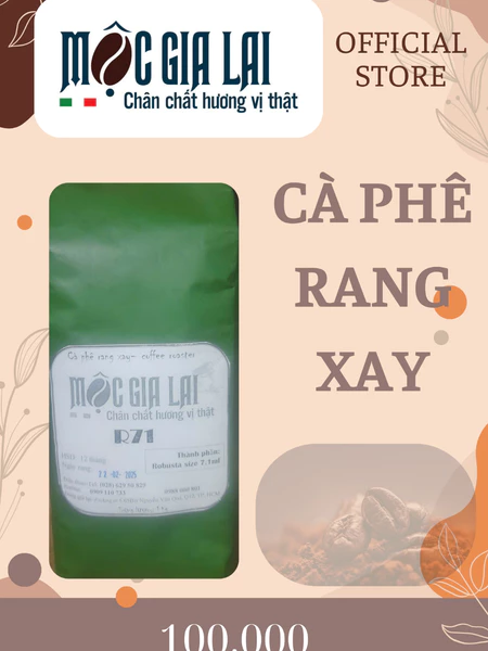 Cà phê rang xay Mộc Gia Lai 100% Robusta rang mộc