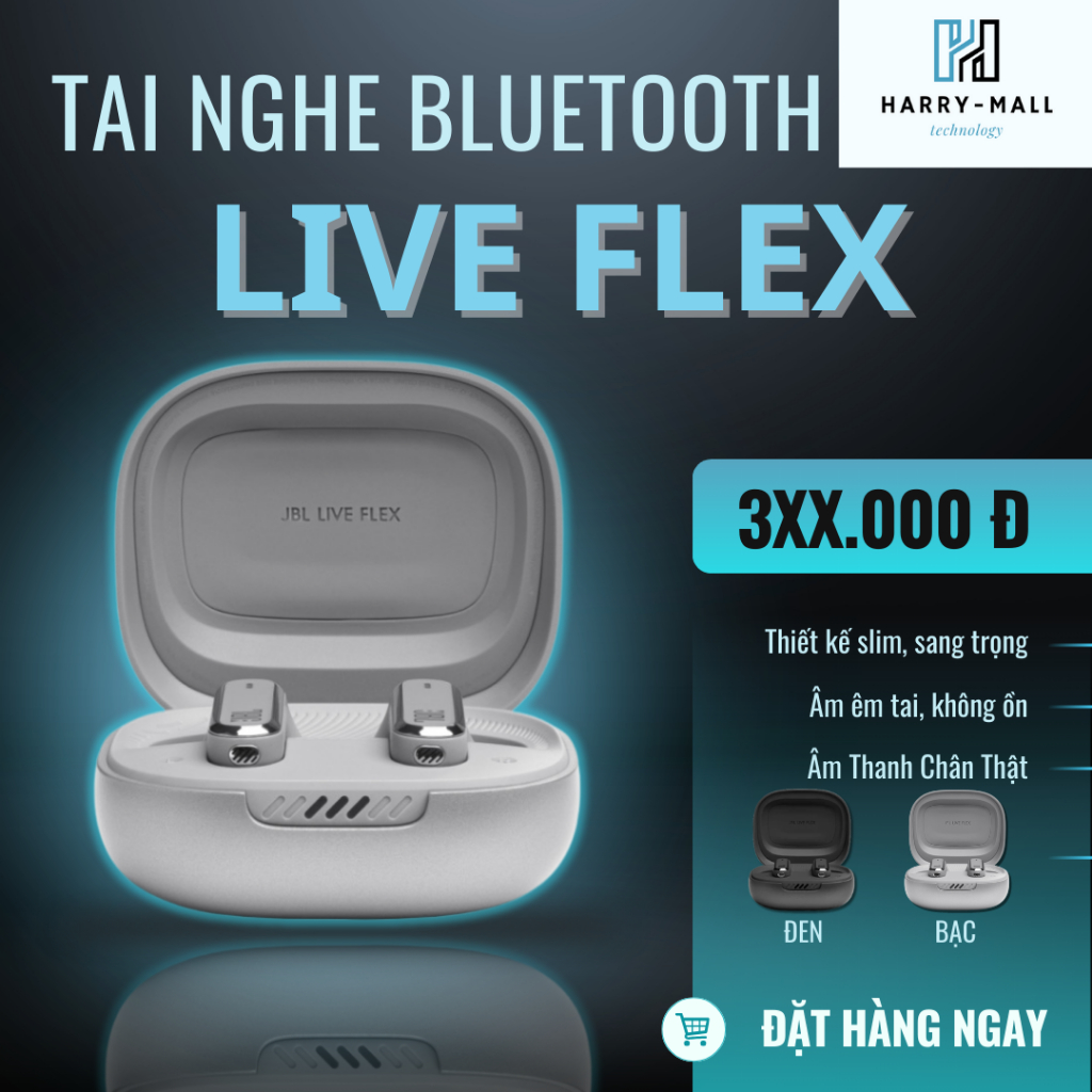 Tai Nghe Bluetooth JBL Live Flex TWS- Tai Nghe Không Dây Bluetooth 5.3- Kháng Nước IP54- Pin 40H .