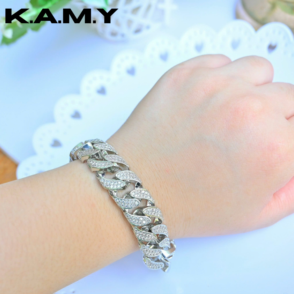[Siêu Phẩm] 2 Mẫu Lắc Tay Bạc Nam Kiểu Xích Đính Đá Sang Trọng - Trang sức KAMY