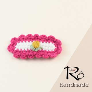 Kẹp tóc len xinh viền hoa nhiều màu cho nữ và bé gái 6.5cm |Cặp tóc Hàn Quốc |Shop Rô Handmade