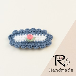 Kẹp tóc len xinh viền hoa nhiều màu cho nữ và bé gái 6.5cm |Cặp tóc Hàn Quốc |Shop Rô Handmade