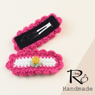 Kẹp tóc len xinh viền hoa nhiều màu cho nữ và bé gái 6.5cm |Cặp tóc Hàn Quốc |Shop Rô Handmade