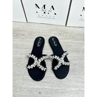 Dép Nữ Quai Chéo Đính Đá Xoàn Gạo Lấp Lánh MA Shoes D4750 – Kiêu Sa, Nữ Tính, Êm Chân Cả Ngày