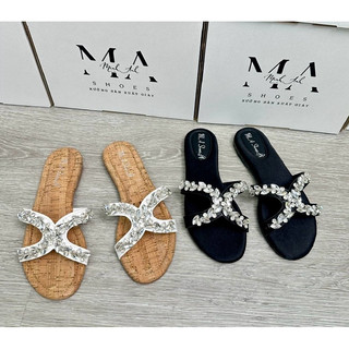 Dép Nữ Quai Chéo Đính Đá Xoàn Gạo Lấp Lánh MA Shoes D4750 – Kiêu Sa, Nữ Tính, Êm Chân Cả Ngày