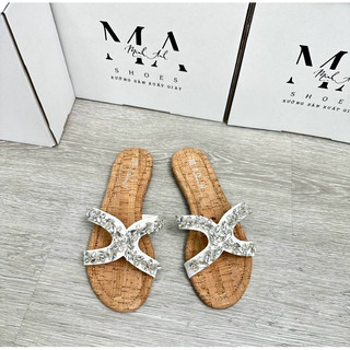 Dép Nữ Quai Chéo Đính Đá Xoàn Gạo Lấp Lánh MA Shoes D4750 – Kiêu Sa, Nữ Tính, Êm Chân Cả Ngày