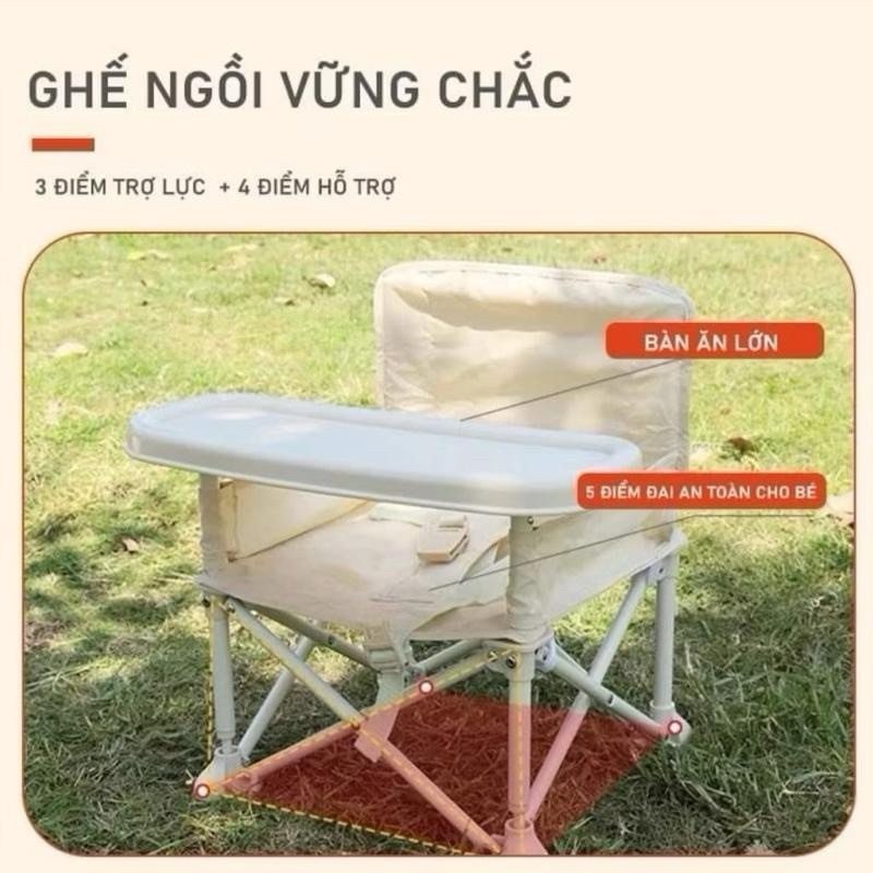 Ghế Ăn Dặm Gấp Gọn Hoo Booster Kiểu Dáng Hàn Quốc Siêu Nhẹ Cho Bé, Ghế Ăn Dặm Du Lịch