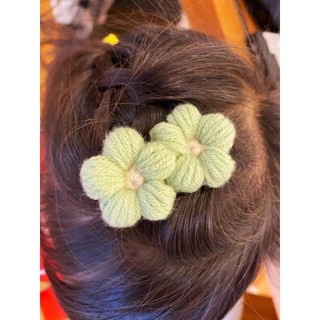 Kẹp tóc mỏ vịt bông hoa đôi tiểu thư xinh xắn cho nữ và bé gái 5.5cm |Cặp tóc len |Shop Rô Handmade