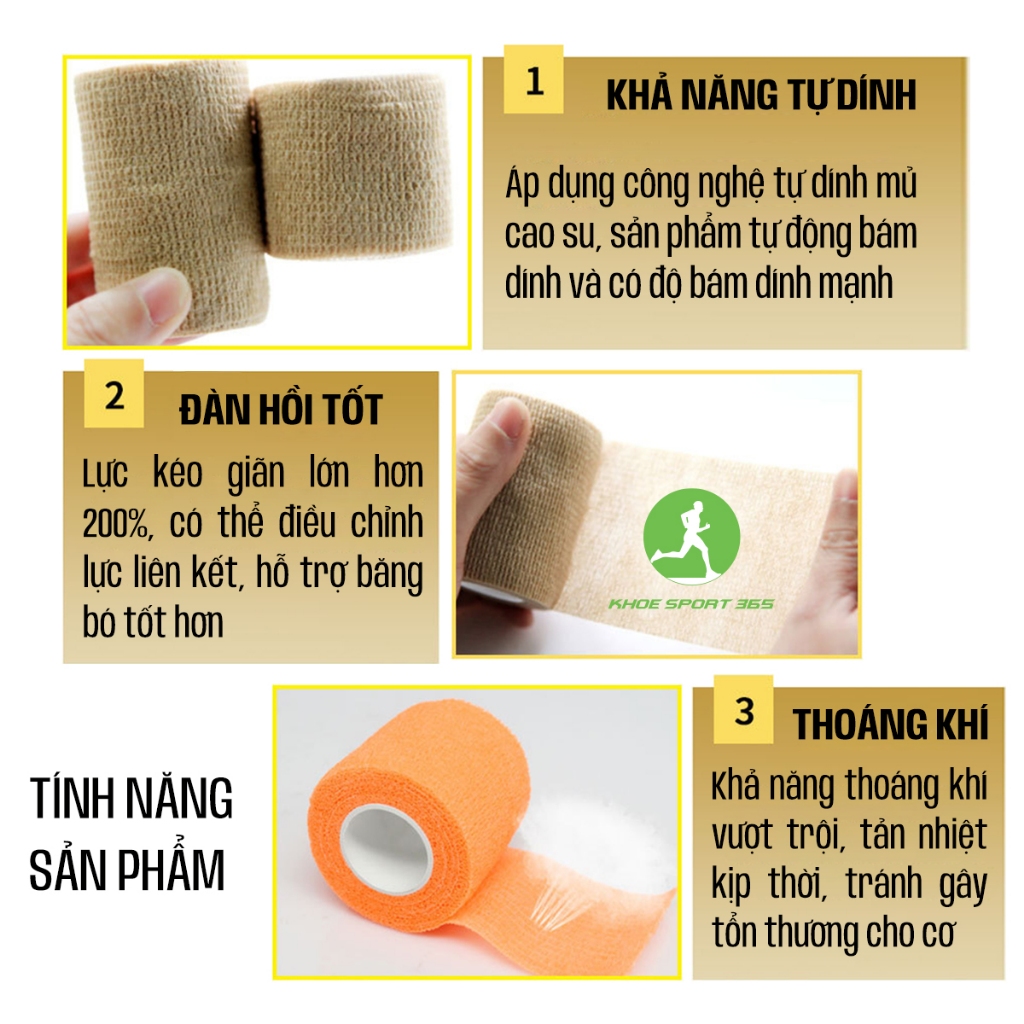 Băng keo thể thao, băng quấn cổ chân giày đá bóng quấn cổ tay cao su non tự dính đá bóng y tế chống chấn thương