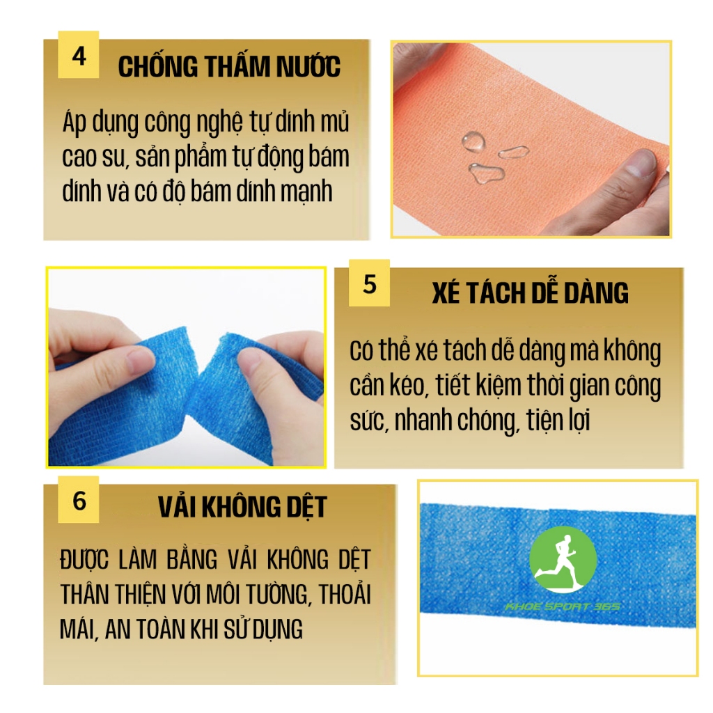 Băng keo thể thao, băng quấn cổ chân giày đá bóng quấn cổ tay cao su non tự dính đá bóng y tế chống chấn thương