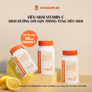 Combo Viên Nhai Bổ Sung Vitamin C 60 Viên + Vitamin D Wonderplus Giúp Làn Da Rạng Rỡ Giúp Xương Chắc Khoẻ Hộp 60 Viên