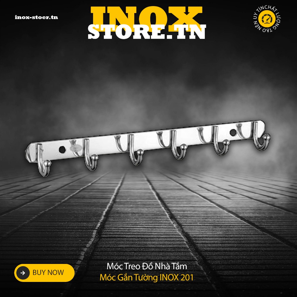 Móc treo tường inox, móc treo quần áo gắn tường inox từ 6 đến 10 mấu ...