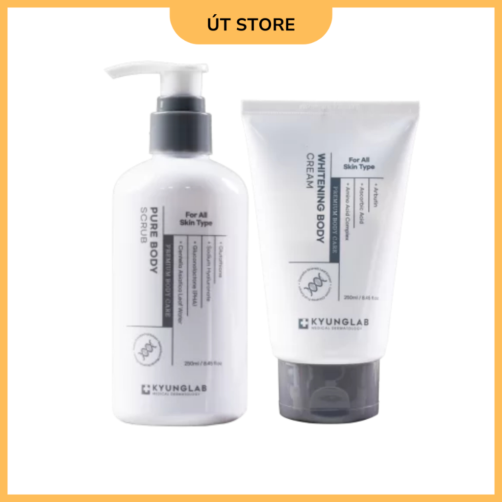 Kem dưỡng nâng tone make up body KyungLab Whitening Cream Tẩy tế bào chết body Pure Body Scrub 250ml