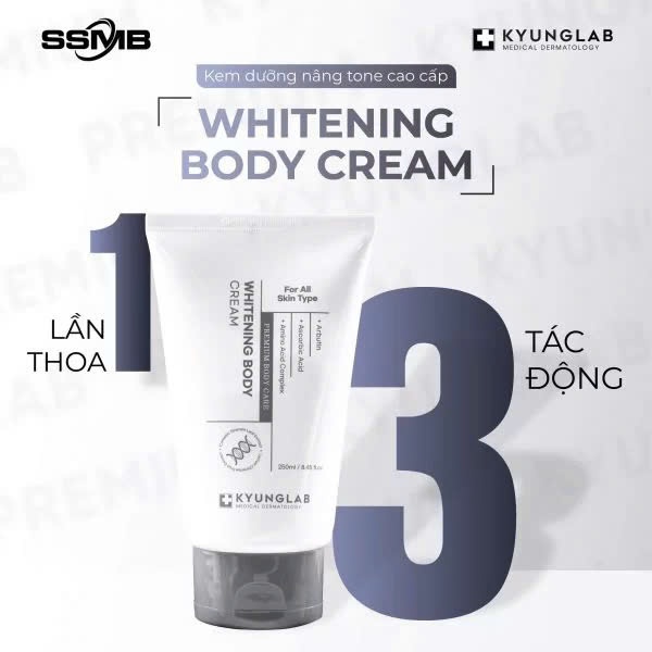 Kem dưỡng nâng tone make up body KyungLab Whitening Cream Tẩy tế bào chết body Pure Body Scrub 250ml