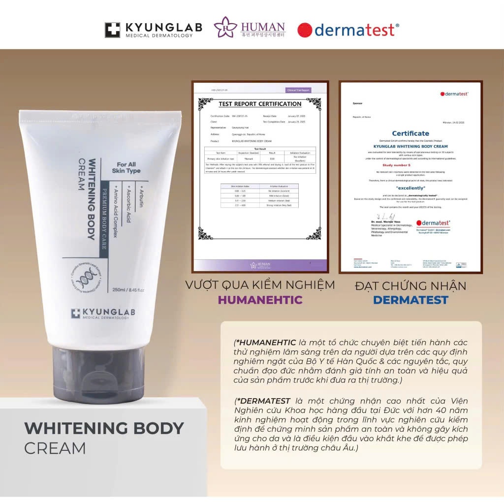 Kem dưỡng nâng tone make up body KyungLab Whitening Cream Tẩy tế bào chết body Pure Body Scrub 250ml