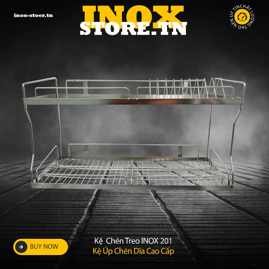 Kệ Úp Chén 2 Tầng INOX 201 (Đủ Size) - Rổ Úp Bát Treo Tường INOX 201 ...