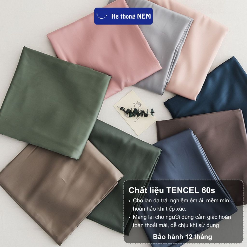 Ảnh Vỏ Gối Nằm Lụa Tencel 60s He thong Nem Size 50x70 40x60 cm Màu Trơn Mềm Mại Mát Mẻ 1