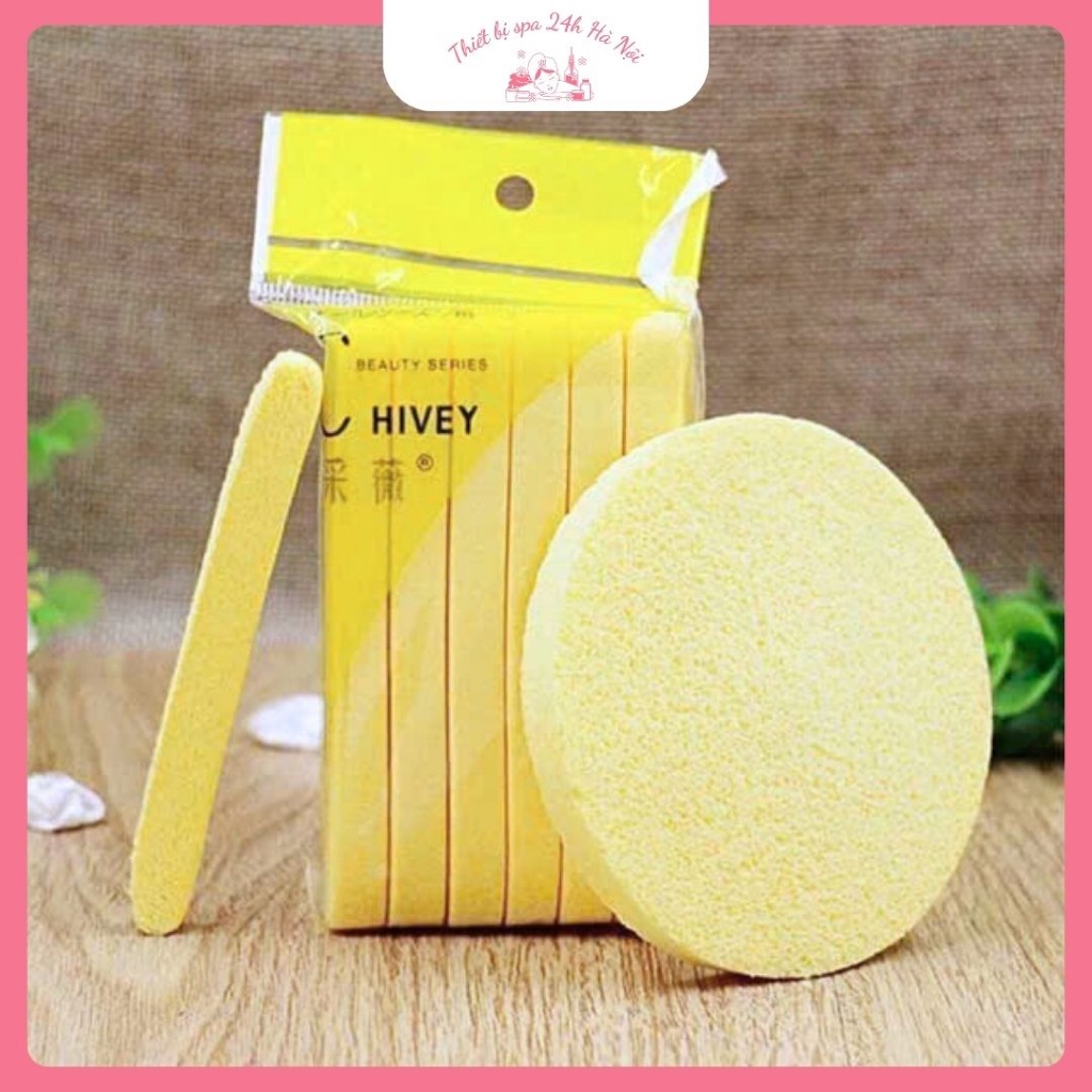 Bọt biển - Bông nở rửa mặt Chivey 12 miếng - Miếng mút rửa mặt dạng nén gói 12 miếng, hàng sẵn loại 1